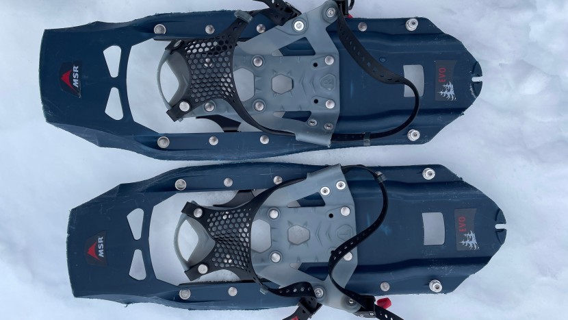 msr evo trail - the evo trail has simple bindings that are easy to put on and take...