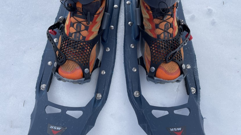 msr evo trail - these bindings are comfortable even with running shoes.