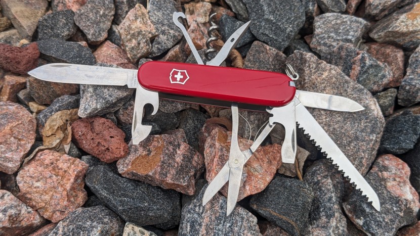 multi-tool - the victorinox swiss army huntsman fanned out to show all its...
