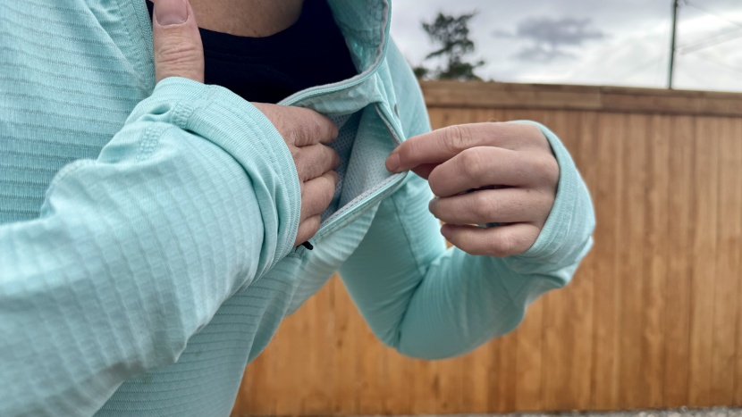 outdoor research vigor grid quarter zip for women - while the chest pocket isn&#039;t gigantic, it&#039;s large enough for a small...