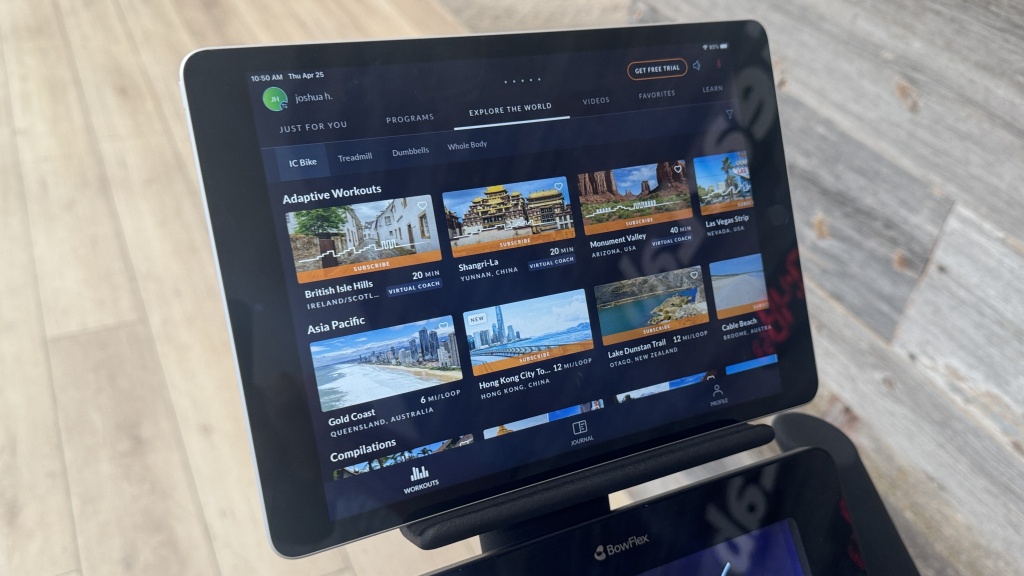 bowflex ic bike se - &quot;explore the world&quot; workouts in scenic locations do wonders to mix...