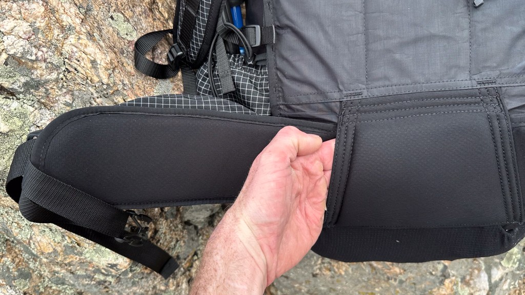 hyperlite mountain gear unbound 40 - there's a fair amount of padding on the hip belt and lumbar region...