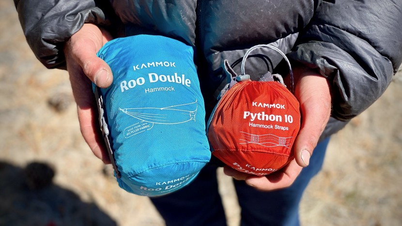 kammok roo double - though the hammock and suspension straps are packed separately...