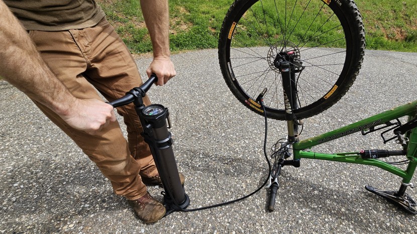 bike pump - getting our pump on during the inflation testing.