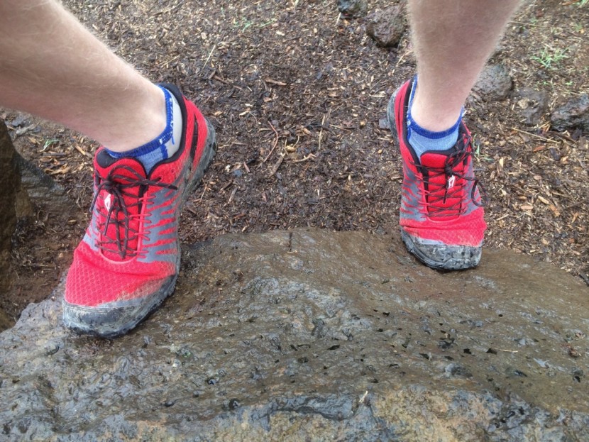 trail running shoes men - testing shoes on inclines of wet rocky surfaces helps give a good...