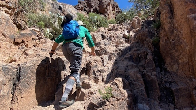 hydration pack - sometimes, you get creative with your pack&#039;s storage. here a helmet...