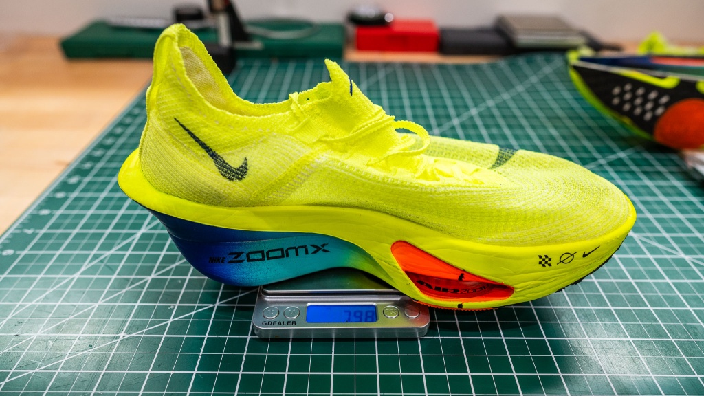 nike alphafly 3 - under 8 ounces for a shoe with this much foam is extremely impressive.