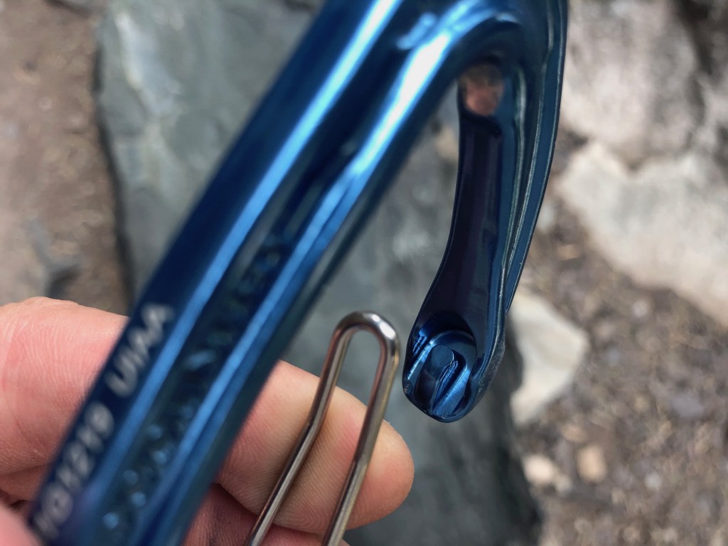 carabiner - the inset key-notch on the wild country helium 3 prevents the rope...