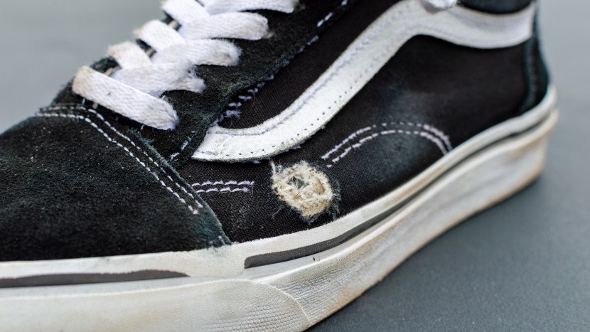 skate shoes - the canvas side panel of the vans old skool couldn&#039;t hold up to the...