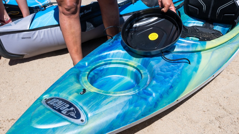 pelican argo 100x exo - the bow storage is basic, with a cover that may come off if you...