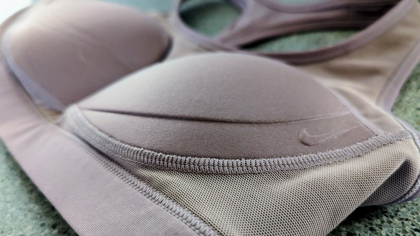 nike swoosh - looking at the bra inside out, you can see how the pads are sewn...