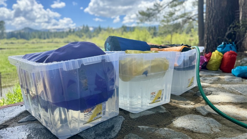 dry bag - the bags were filled with paper towels and submerged in tubs of...