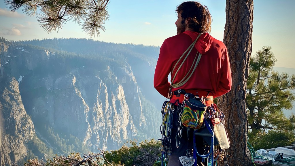 quickdraw - male model and el cap speed climber vinny salvatore, displays the...