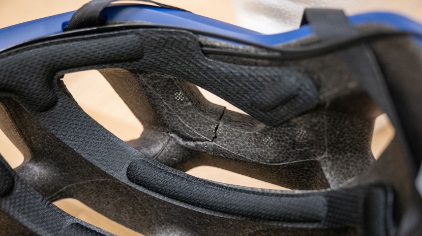 inspecting the inside of the poc ventral air mips after the impact...