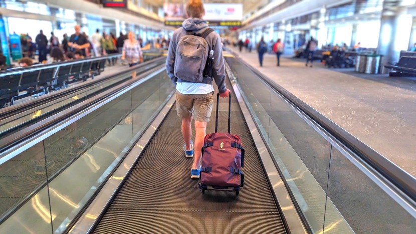 cruising through denver international with our two-wheeled cotopaxi...