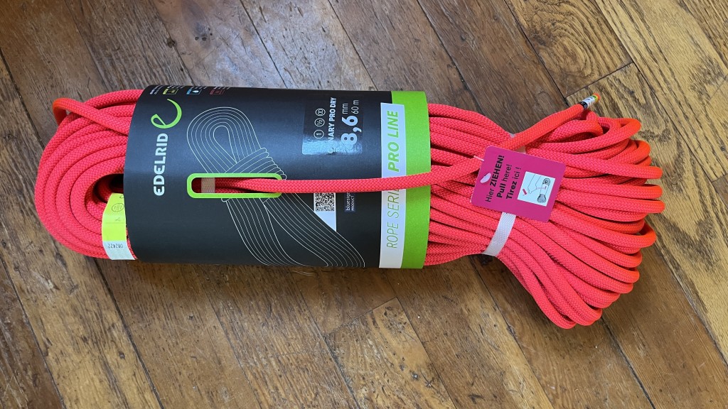 climbing rope - edelrid's ropes come with a handy slot in the packaging that allows...