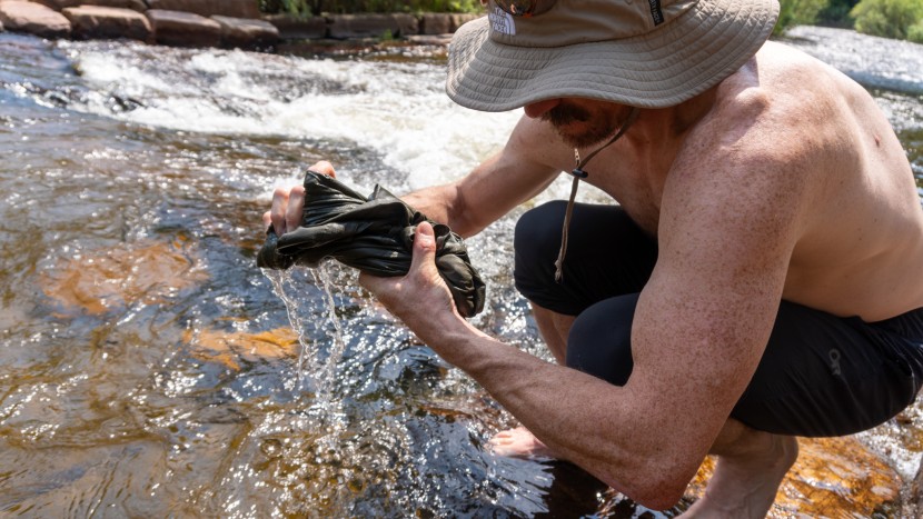 sometimes, you need a quick rinse of your stinky sun shirt.