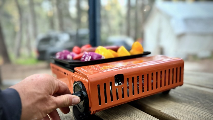 eureka sprk camp grill - the single burner design features one temperature control dial that...