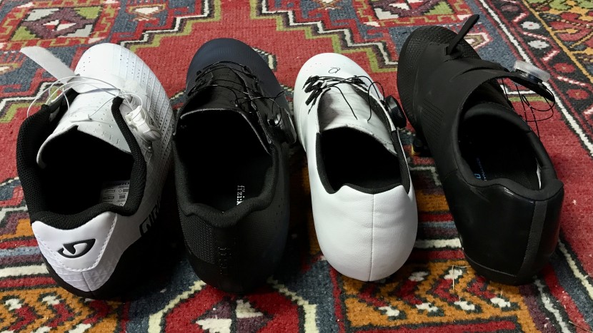 cycling shoes - most mid-level shoes use a classic construction with a tongue and a...