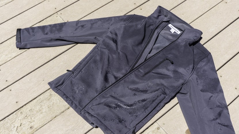 amazon essentials water-resistant - this photo was taken after our shower test, this option&#039;s absorbed...