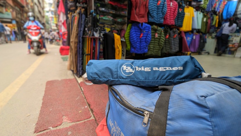 big agnes skyline ul - fitting in perfectly at a gear shop in downtown kathmandu, nepal.