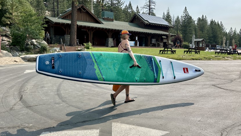 red paddle co voyager+ msl - the voyager + msl is a huge board but still fairly easy to carry...