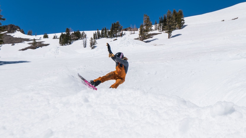 getting some slush slashes in the wiggle snake at palisades tahoe.
