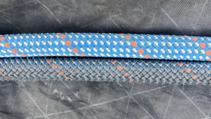 mammut 9.5 crag classic - the mammut crag classic shows wear eventually. here, the bottom rope...