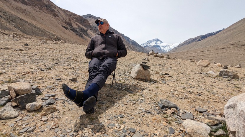 darn tough hiker full cushion - chillin&#039; at 17,000 feet at the tibetan everest base camp in june.