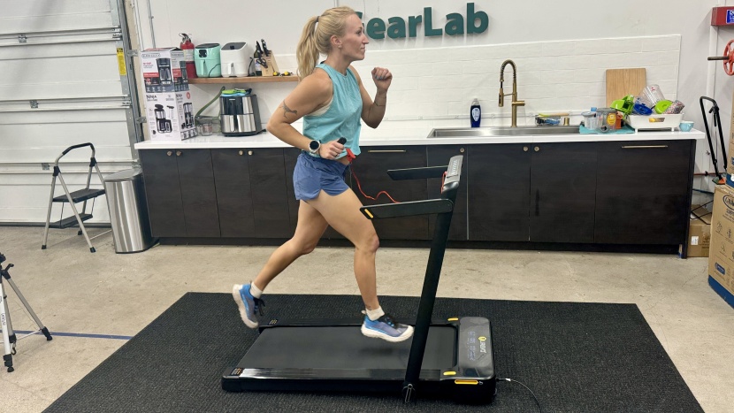 urevo strol 1 pro foldable treadmill - large enough for a brisk run but just barely.