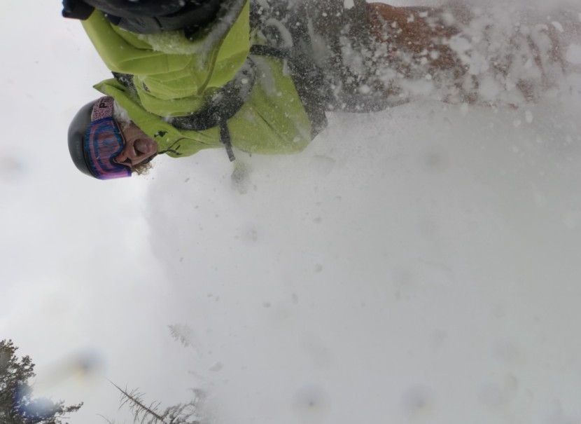 jones women's howler - powder riding on the howler