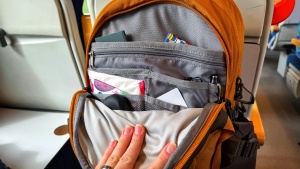 All the small items we brought for a day working during train...