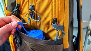 This half-liter Nalgene easily slides into the Recon's water bottle...