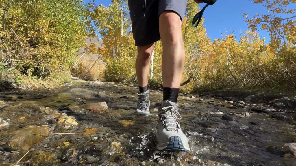 hiking boots men - even when walking through a creek with loose river rocks underneath...