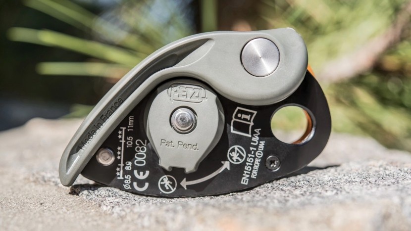 petzl grigri+ - lead mode is on the left, and top rope mode is on the right.