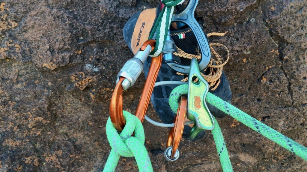 belay device - testing the petzl reverso in auto-blocking mode while belaying a...