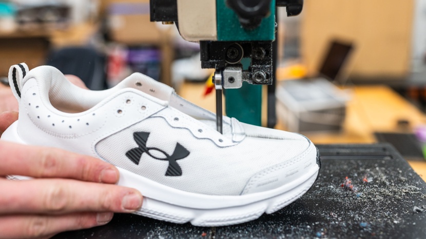 every shoe in this lineup was cut in half so we could further...