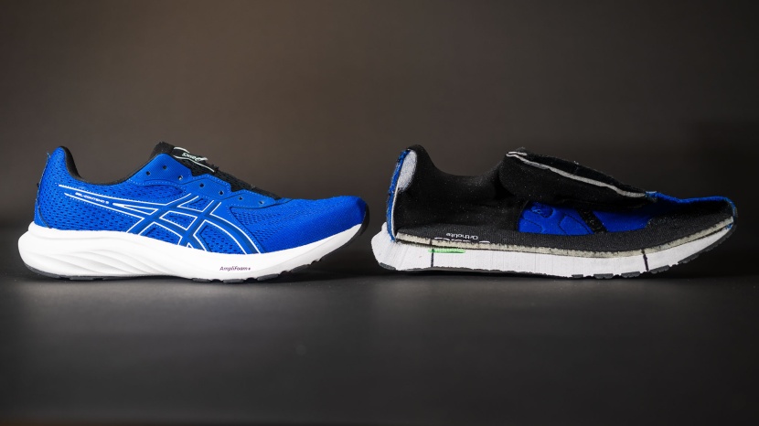 asics gel-contend 9 - a moderate stack height works, but it's held back by firm foam.