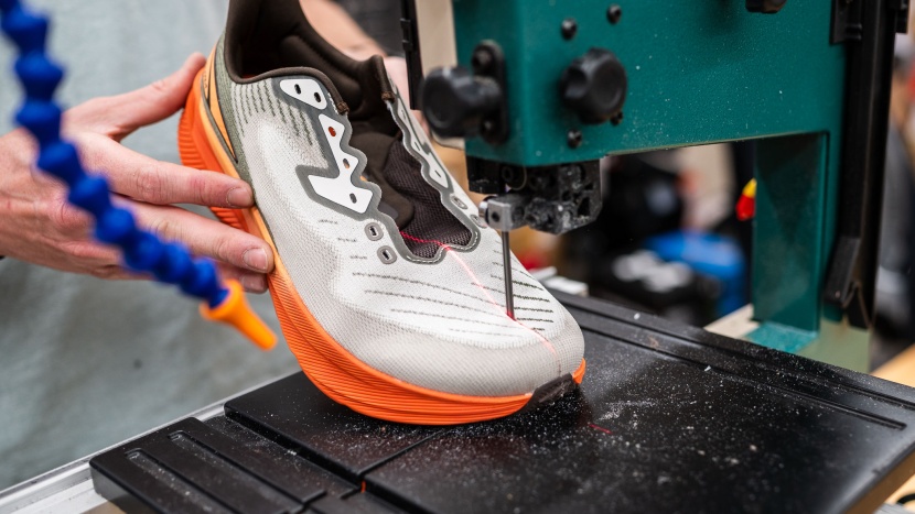 walking shoes men - we cut the shoes in half to take precise measurements that impact...