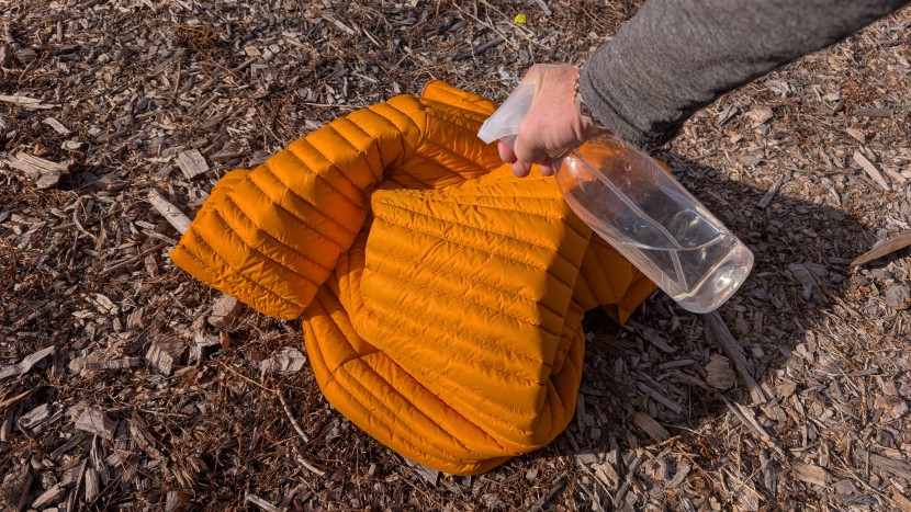 stio pinion hooded - the pinion&#039;s shell material resists water, even when we sprayed it...