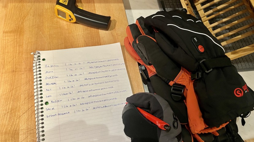 the handwriting test was helpful in comparing gloves based on...