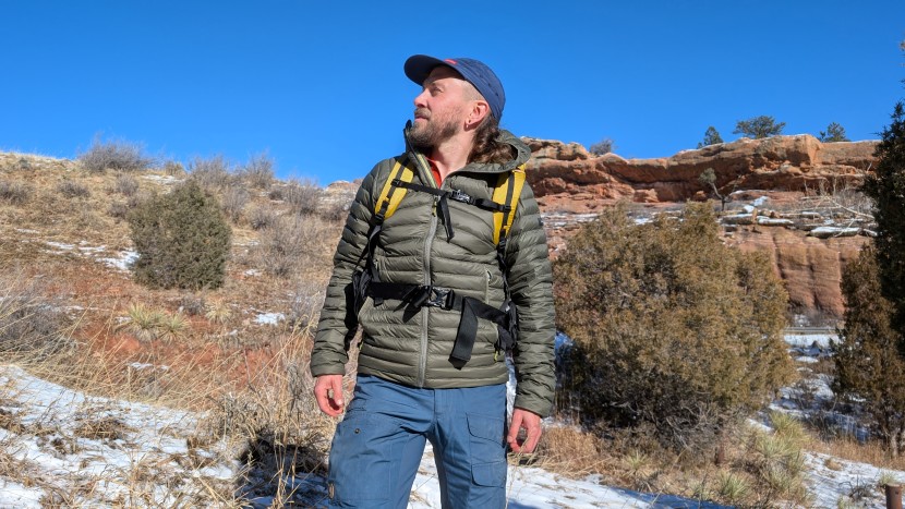 decathlon forclaz men&#039;s mt100 hooded down puffer - when the sun was shining, it was easy enough to dump a bit of heat...