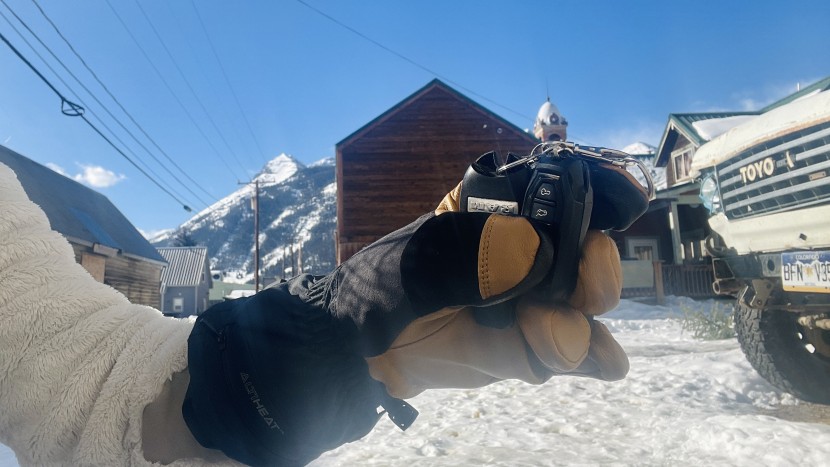 outdoor research prevail heated gore-tex for women - we had a hard time hitting the unlock button with these gloves on...