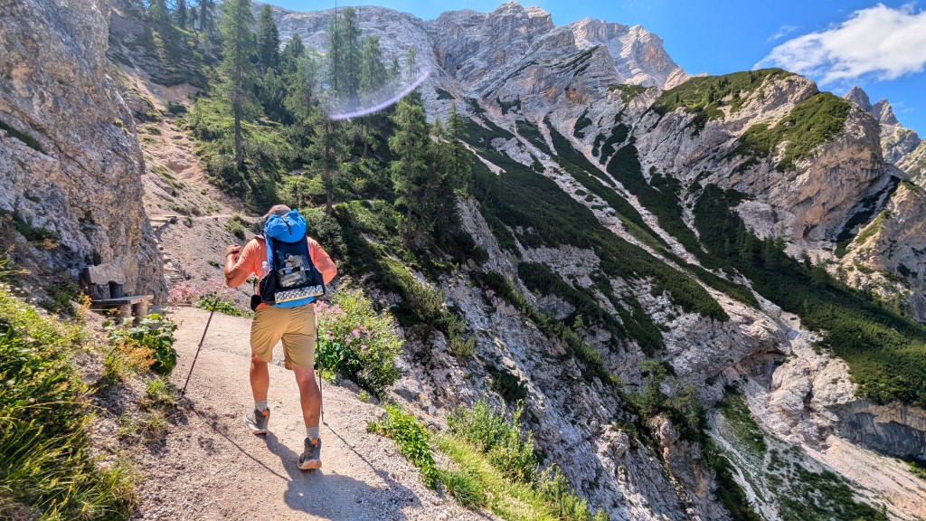 hiking shorts - it&#039;s all uphill from here. crushing our first day of trekking in the...