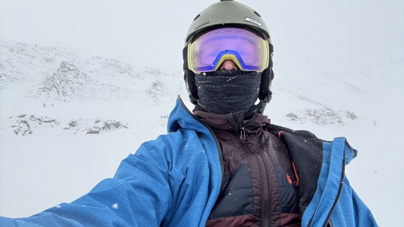 insulated jacket - blowing winds and snow are perfect times to judge warmth and wind...