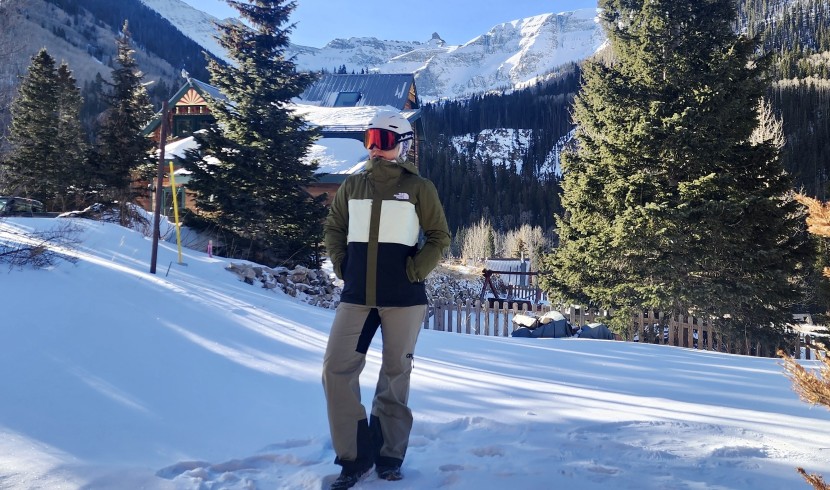 outdoor research hemispheres bib for women - the hemisphere bib can layer well either over or under a jacket.