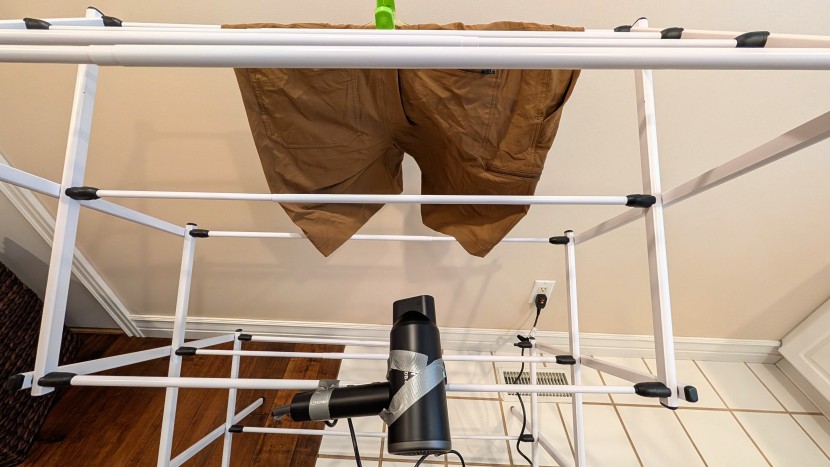 timing our ferrosi's dry time with the help of a hair dryer set to...