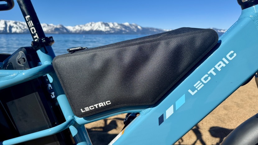 lectric xpedition 2.0 - such a handy little stash spot - if your legs are long enough.