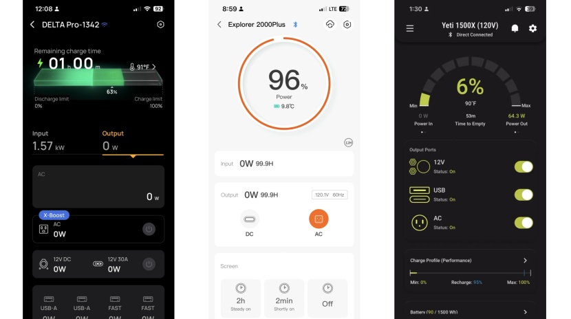 power station - each manufacturer has their own app with various levels of control...
