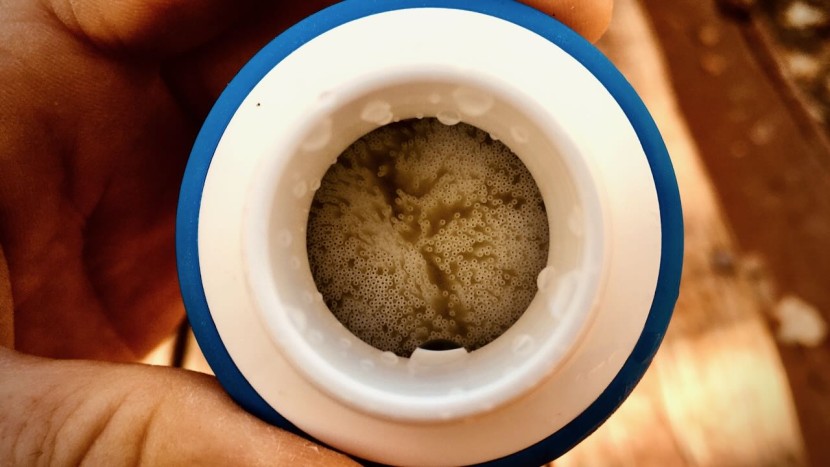 this palatypus filter features a hollow fiber core that can remove...